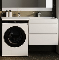 Style Line Мебель для ванной подвесная Даллас 130 Люкс R, белая PLUS	 – фотография-5